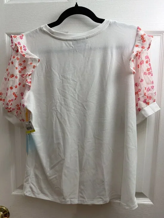 CeCe White Floral Sleeve Shirt - NWT - Picture 4 of 4